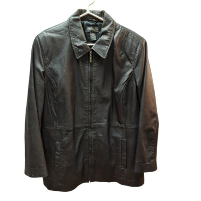 Vintage Style & Co. Black Leather Jacket Full Zip Plus Classic Minimalist 18W