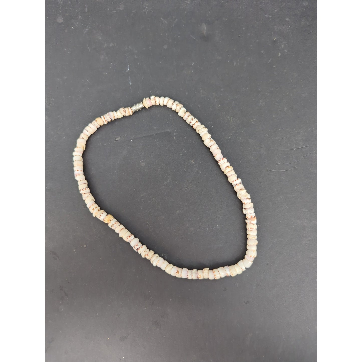Vintage Natural White Puka Shell Disc Bead Necklace Boho Surfer Chic Beachy