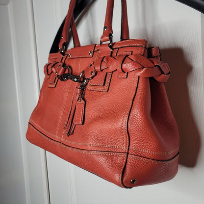 Coach Hamptons braided leather satchel bag tote purse Shoulder Top Handle