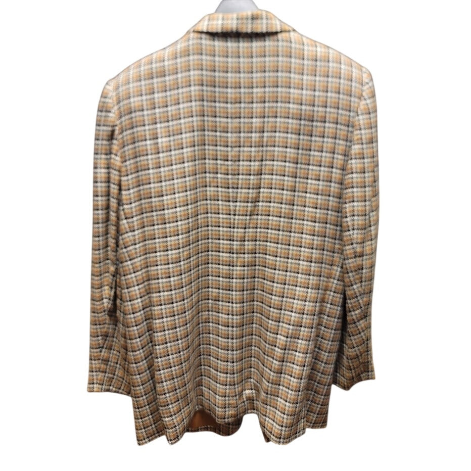 Vintage Part One Plaid Blazer Size 18 Brown Tan Check Dark Academia Oversized
