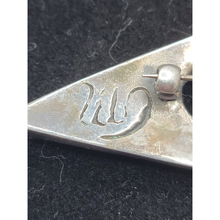 Vintage Europe MidCentury Modern Abstract Silver Brooch MCM Brutalist Studio Pin