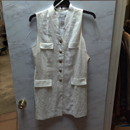 Plaza South White 100% Linen 2-Piece Vest Tunic and Pants Set NWT Size 18