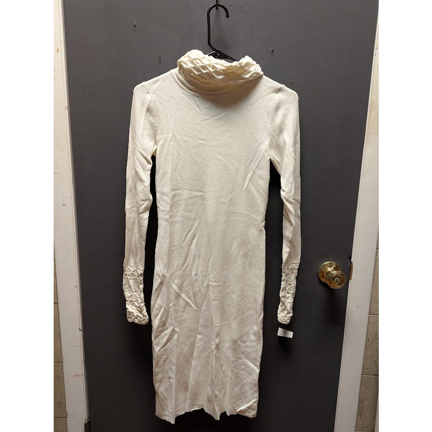 MODA Ivory turtleneck long sleeve Sweater Dress Size Small Neck Cuff Detail NEW