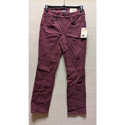 NYDJ Women's Jeans Marilyn Straight Leg Size 6 Deep Merlot Wine NWT