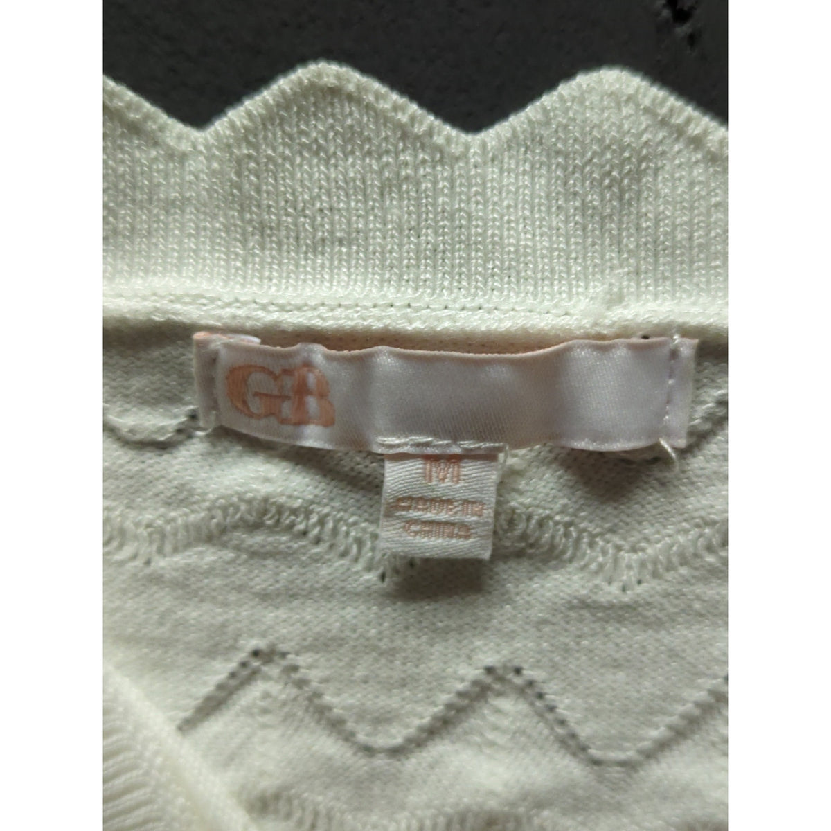 GB Gianni Bini Cream Pointelle Knit Scalloped Cami Crop Top Medium Tank