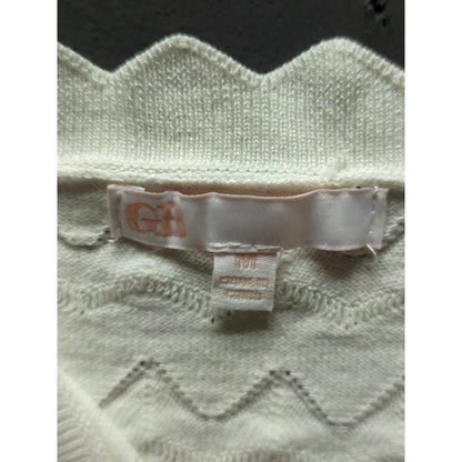 GB Gianni Bini Cream Pointelle Knit Scalloped Cami Crop Top Medium Tank