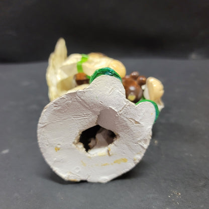 Paper Mache Angel handmade Christmas Caroler Holding a dog 6"