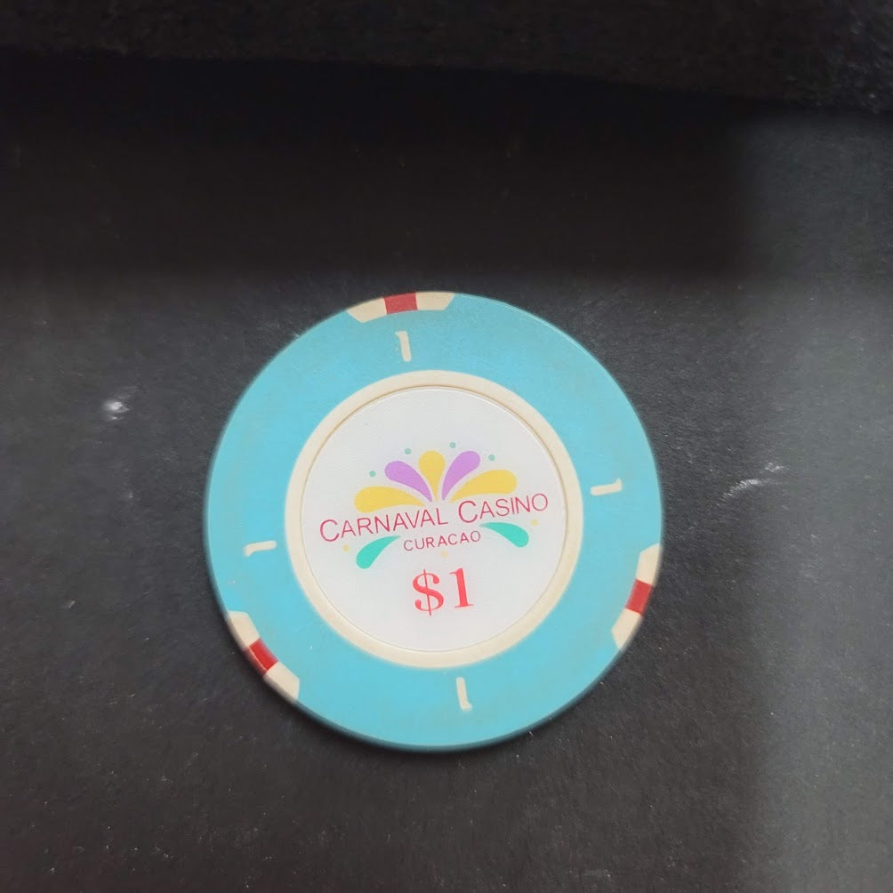 Casino Chip CARNAVAL CASINO CURACAO $1 blue token