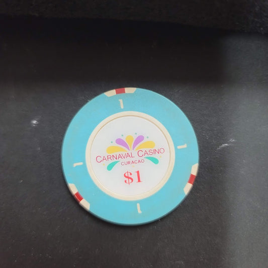 Casino Chip CARNAVAL CASINO CURACAO $1 blue token