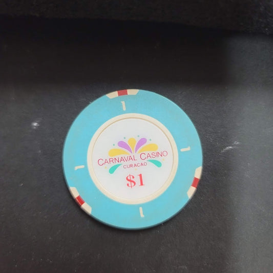 Casino Chip CARNAVAL CASINO CURACAO $1 blue token