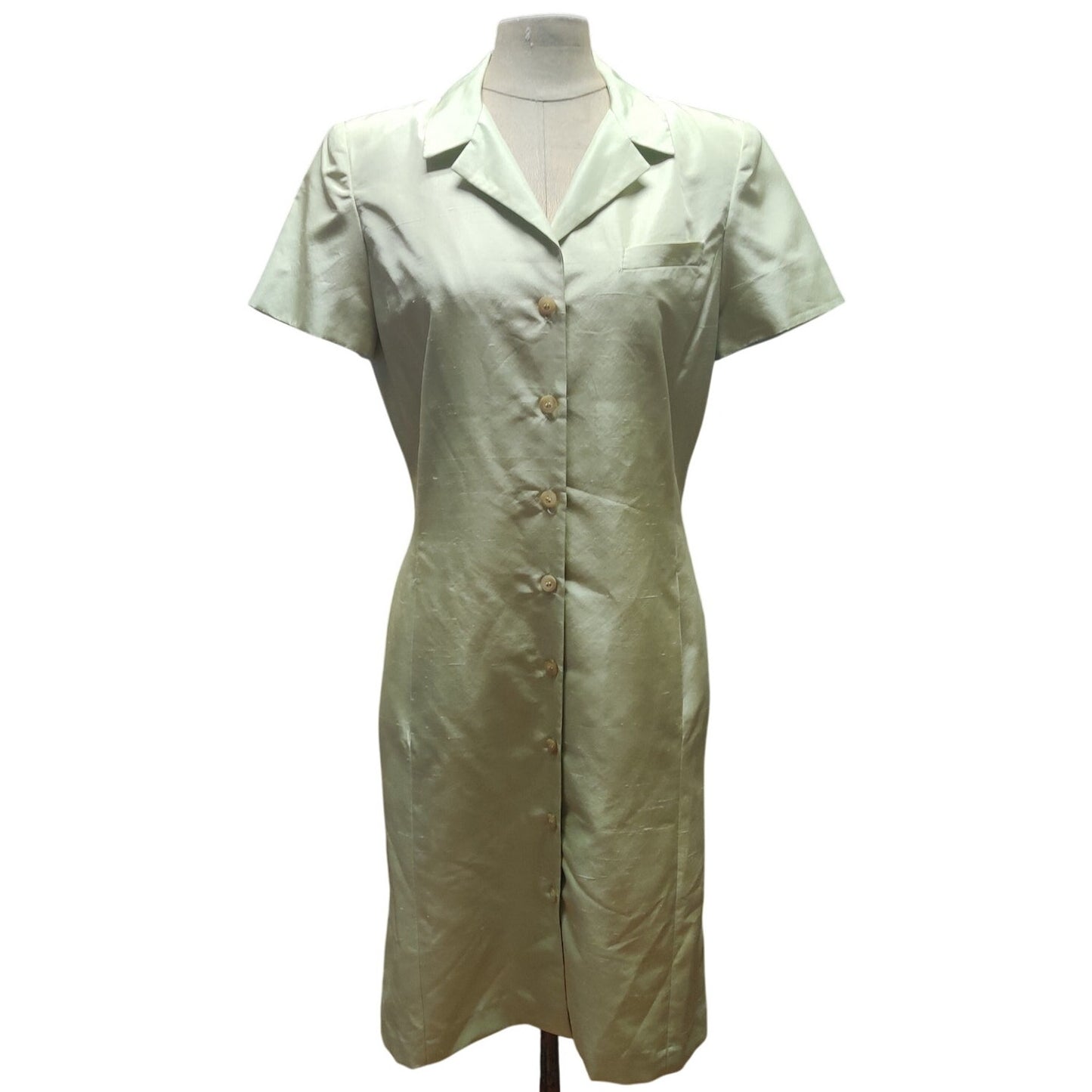 Liz Claiborne 100% Silk Button-Front Sheath Dress with Pockets Shift Vintage