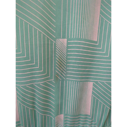 Vintage Townhouse Mint Green V-Neck Day Dress Geometric Print 16 80s Secretary