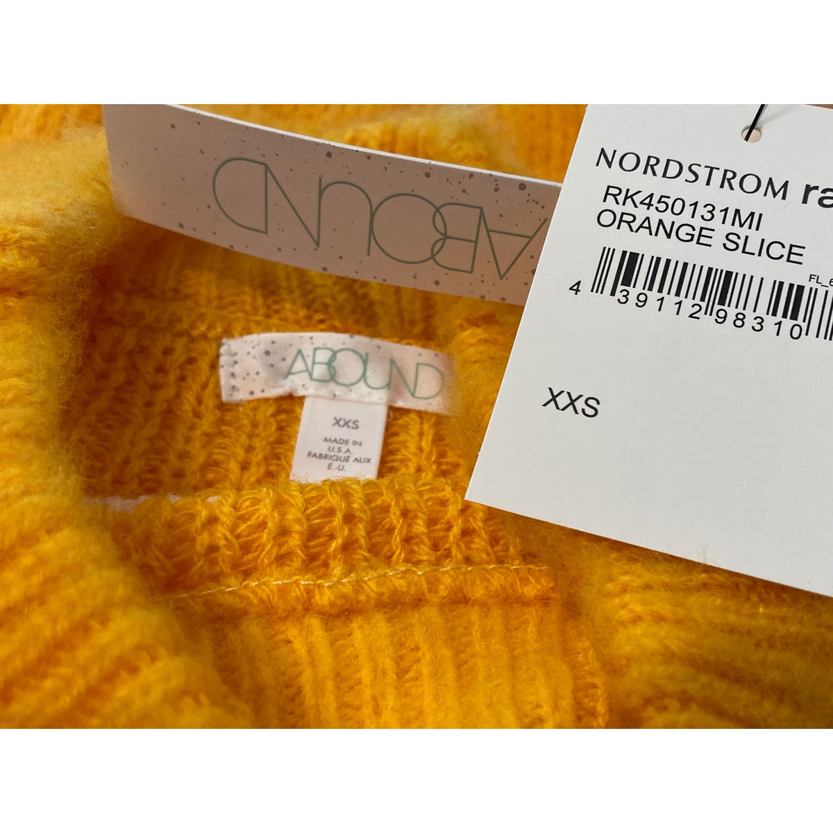 NWT Abound Mock Neck Fuzzy Striped Sweater Size XXS / 2XS in Orange Slice