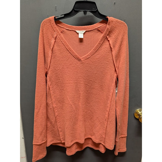 Caslon Pink Cedar Size Medium Long sleeve thermal shirt top VNeck
