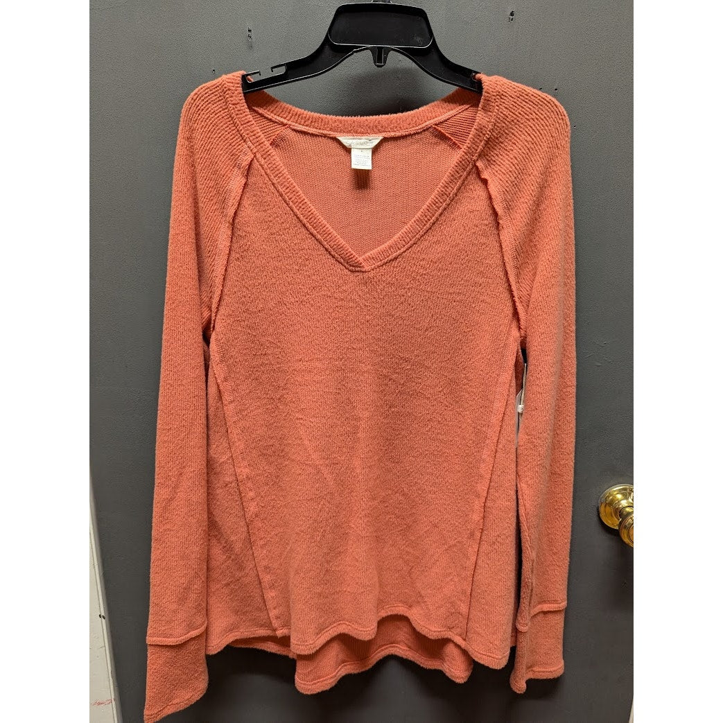 Caslon Pink Cedar Size Medium Long sleeve thermal shirt top VNeck
