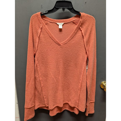 Caslon Pink Cedar Size Medium Long sleeve thermal shirt top VNeck