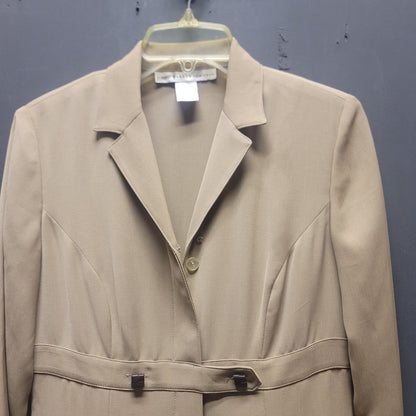 David Warren New York Vintage Tan Midi Coat Dress Belted Sophisticated 8P