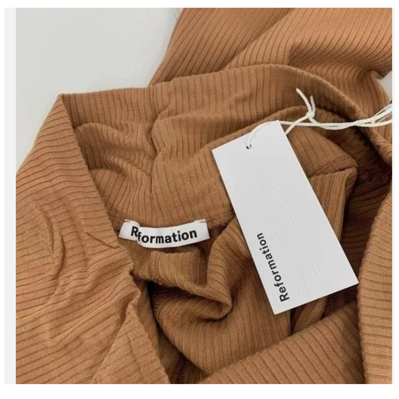 Reformation Kassia Pants Butterscotch Tan Brown Size ExtraSmall XS NEW ribbed