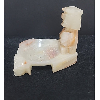 Aztec Mayan Onyx Glyph Ashtray Mexico Art Vintage Trinket Dish Marble Bookend