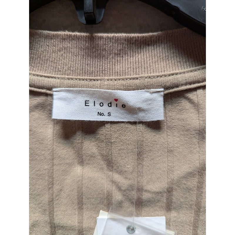 Elodie Women's Taupe Long Sleeve Ribbed Button Front Knit Cardigan Size SMALL