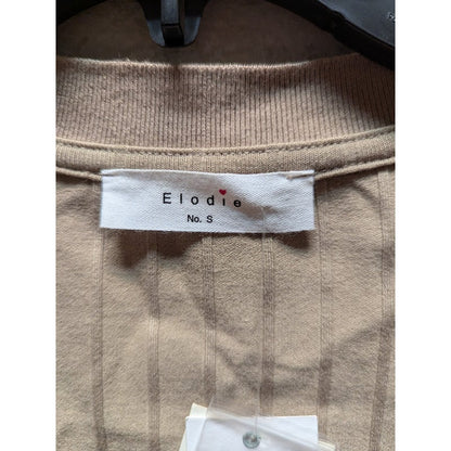 Elodie Women's Taupe Long Sleeve Ribbed Button Front Knit Cardigan Size SMALL