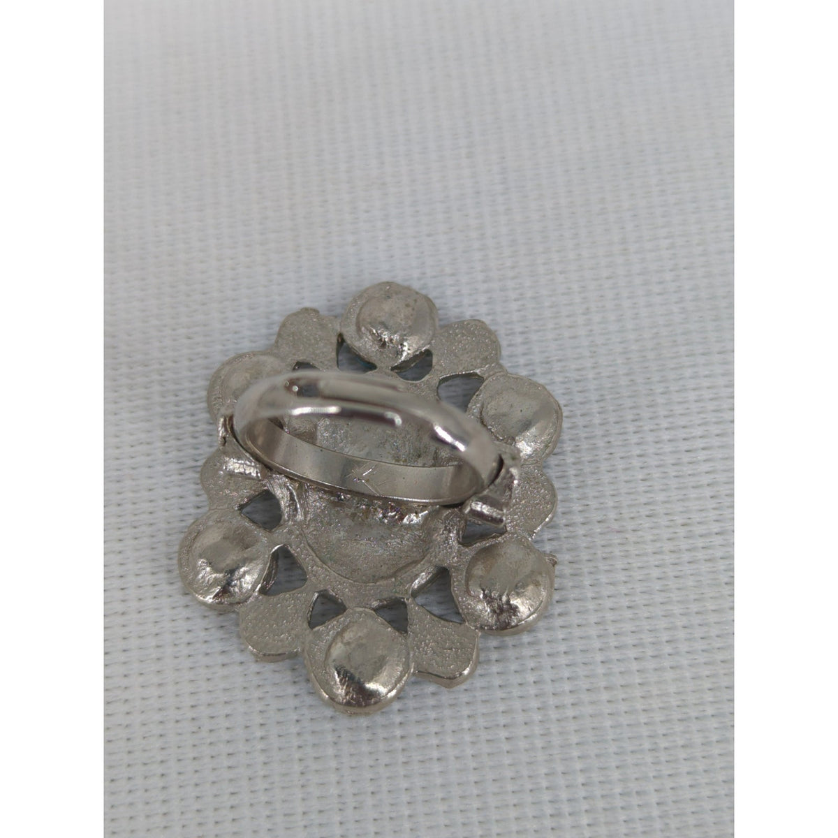 Vintage Silver Tone Turquoise Cluster Ring Bohemian Southwestern Statement Y2K