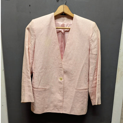 Peter Nygard Light Pink Linen Single-Button Blazer Jacket