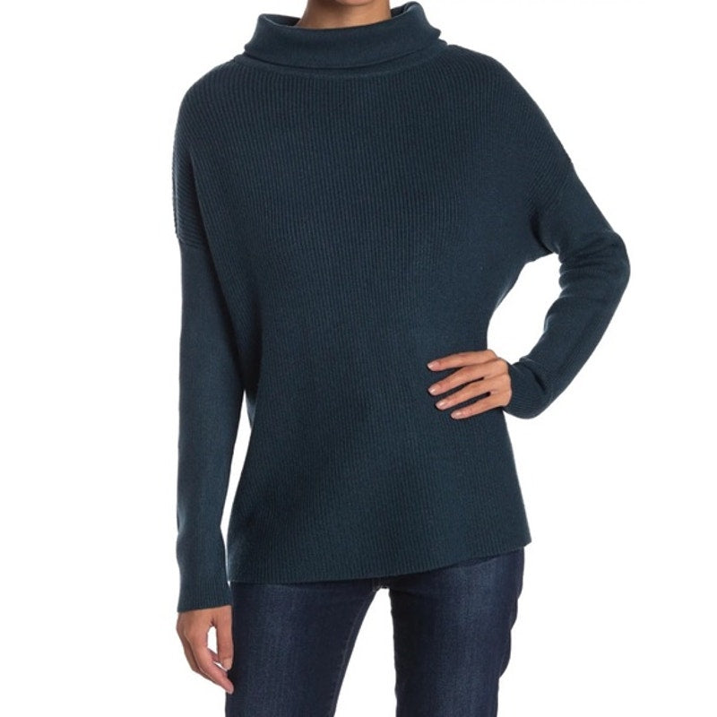 Devotion by Cyrus Ribbed Cowl/Mock Neck Pullover Sweater Sz Large in Black NWT