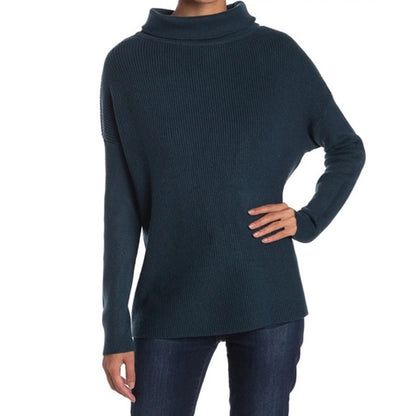 Devotion by Cyrus Ribbed Cowl/Mock Neck Pullover Sweater Sz Large in Black NWT
