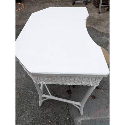 Secondhand Sandies: Antique White wicker vanity desk with stool
