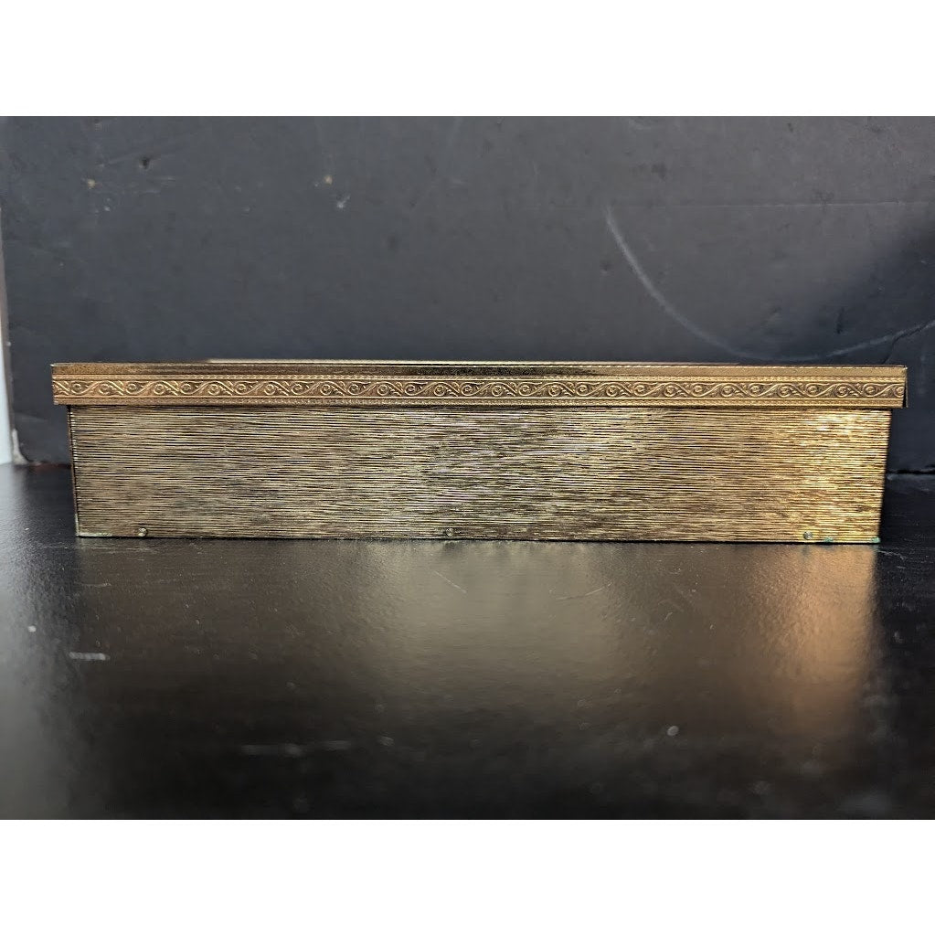 Vintage tissue box holder vanity metal Gold textured bathroom