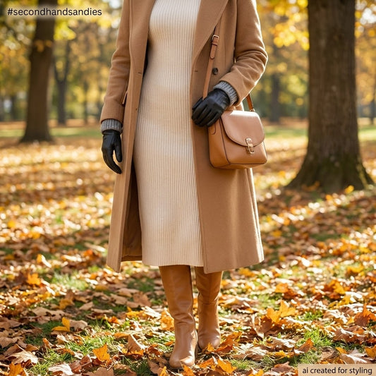 Charter Club Black Leather Gloves Grey Knit Cuff Large Corpcore Winter Warmth