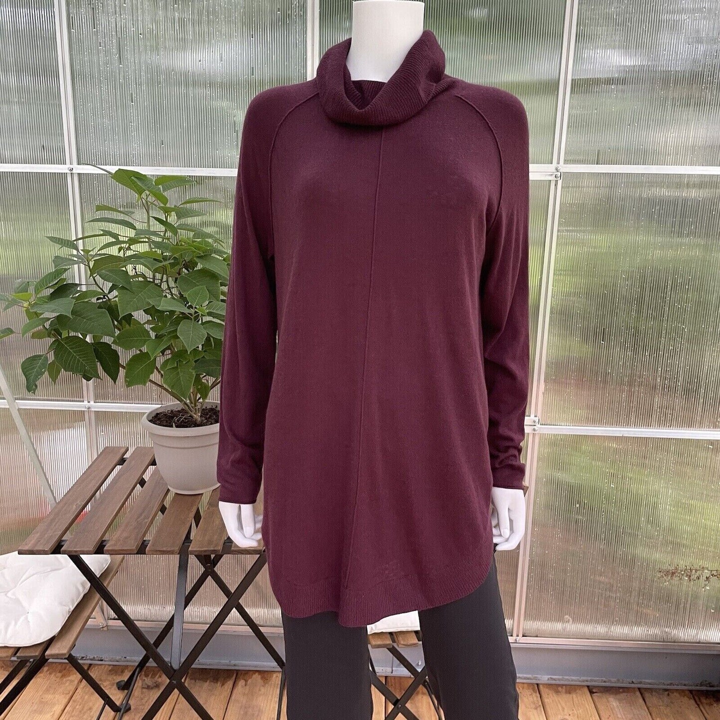 Caslon X-SMALL Turtleneck Sweater Tunic Top Burgundy Side Slits wear 3 ways NWT
