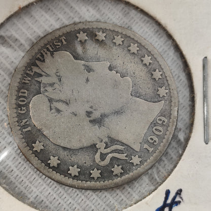 1909-S Barber Silver Half Dollar - Vintage San Francisco Mint US Coin - VG+