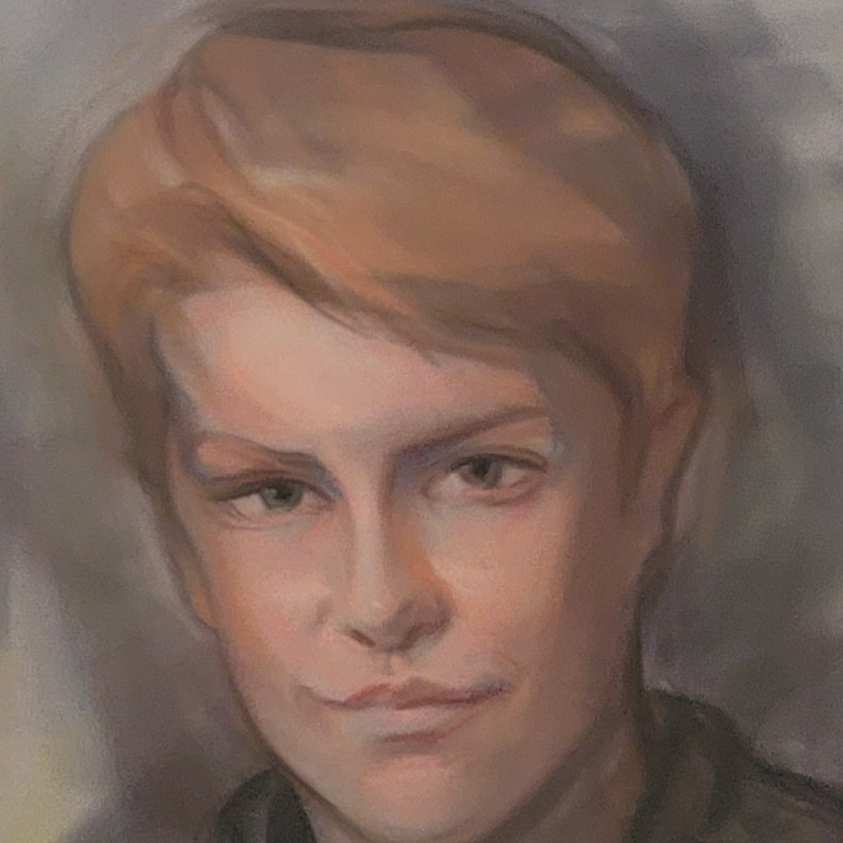 1980's Young man Chalk Pastel Painting Aet wall decor Boy teenager in Polo Blond