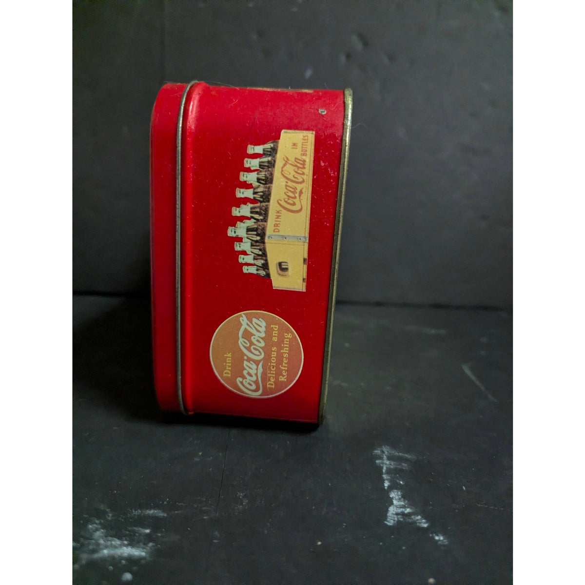 Vintage Coca-Cola Nostalgic Tin Box with Singer Sewing Machine Motif