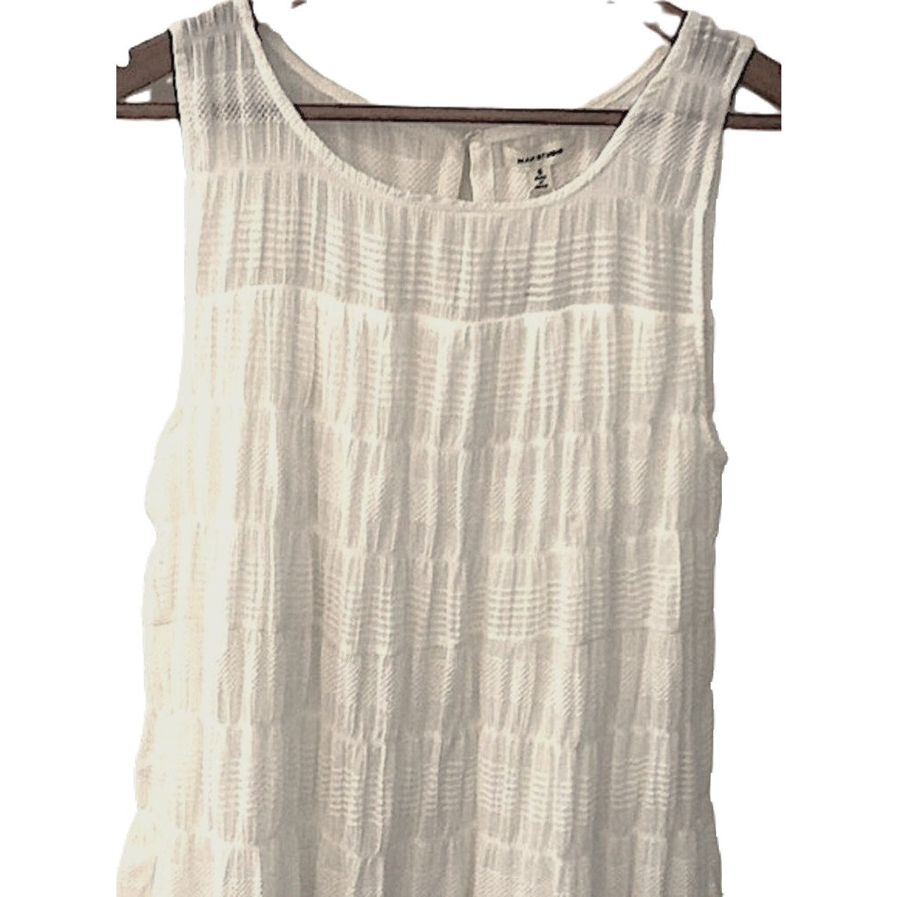 Max Studio Sleeveless Gauzy Jewel Neck Tiered Maxi Dress Medium White NEW $138