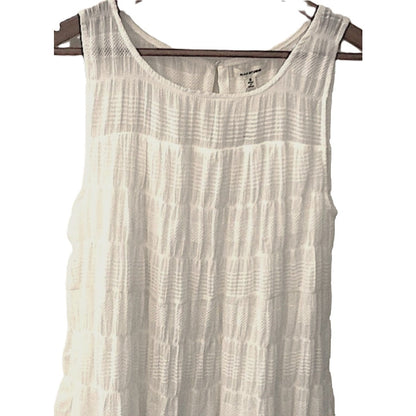 Max Studio Sleeveless Gauzy Jewel Neck Tiered Maxi Dress Medium White NEW $138