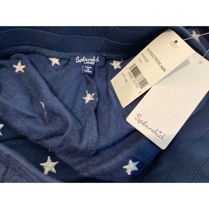 Splendid Soft Embroidered Star Drawstring Jogger Pants Sz Large in Navy NWT
