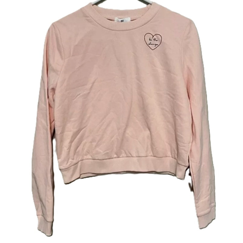 NWT BP "Be The Change" Embroidered Heart Crew Neck Sweatshirt in Pink Sz Medium