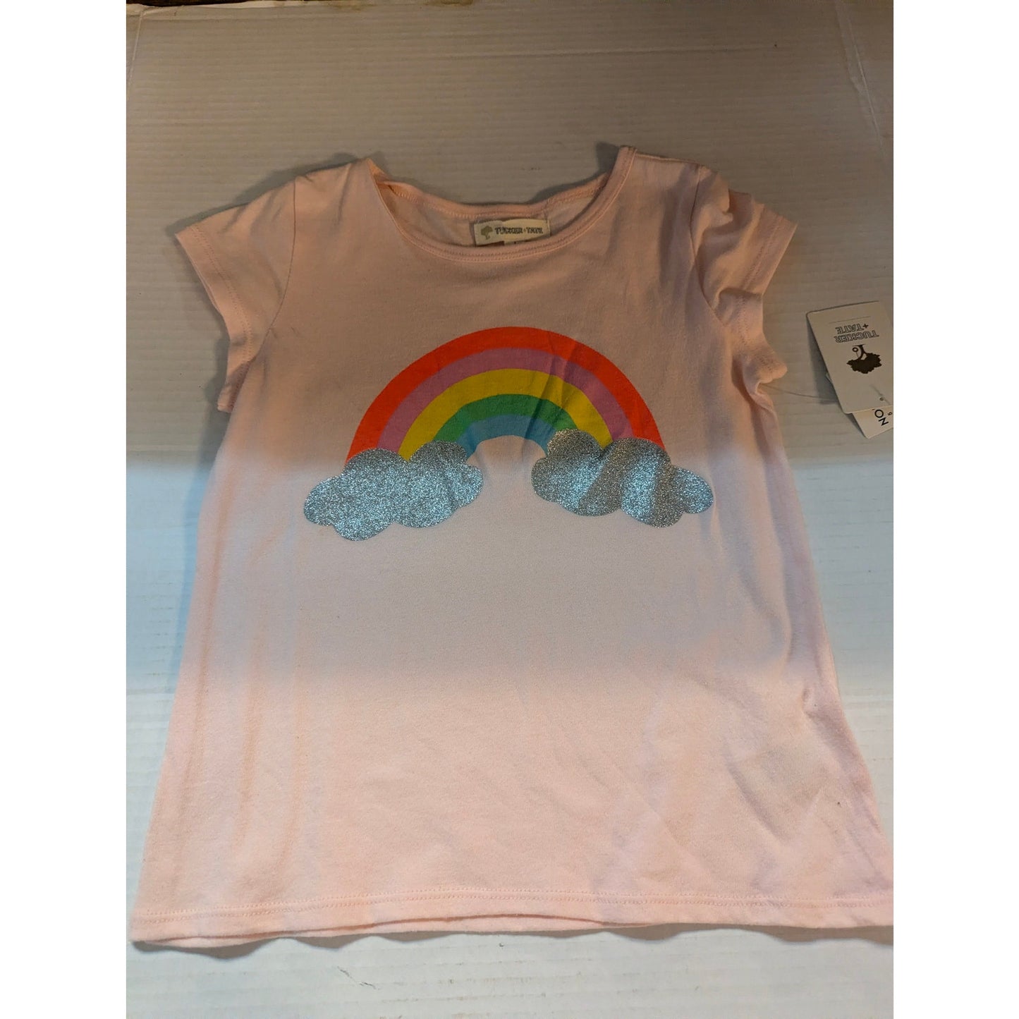 Tucker + Tate Girls Pink Rainbow Short Sleeve Graphic Shirt Size 5 NWT