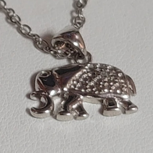 Bella Vie Fine Silver Plated pave Elephant Charm Necklace 16"