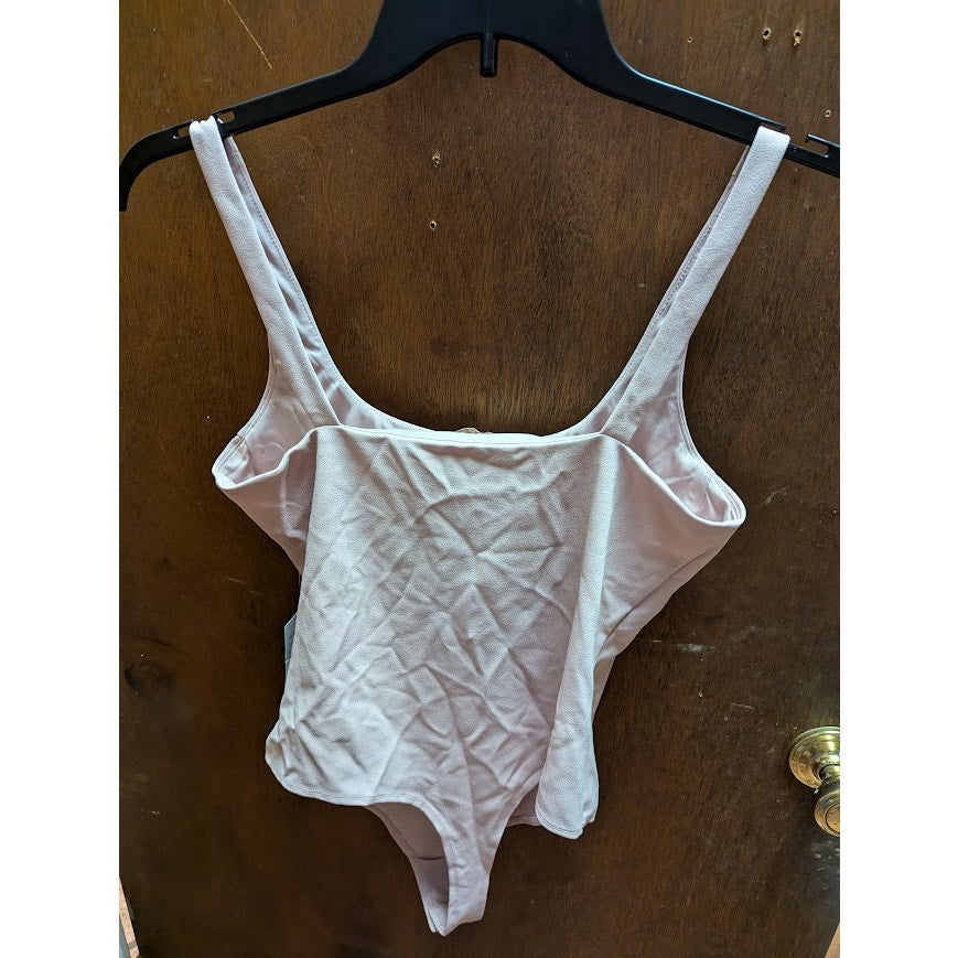 NEW WAYF Bravado Thong Bodysuit Women's LARGE MAUVE Cupped Tank Sleeveless