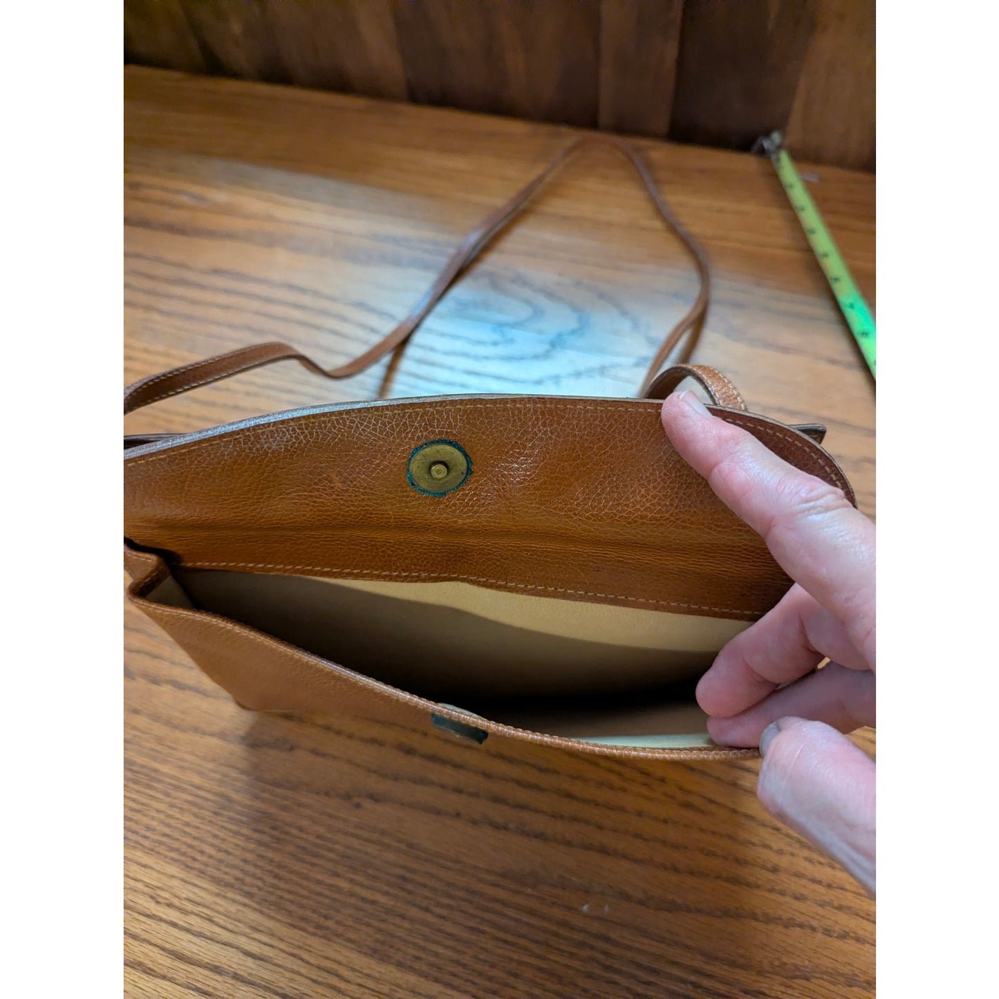 Vintage Furla Tan Leather Minimalist Crossbody Shoulder Bag