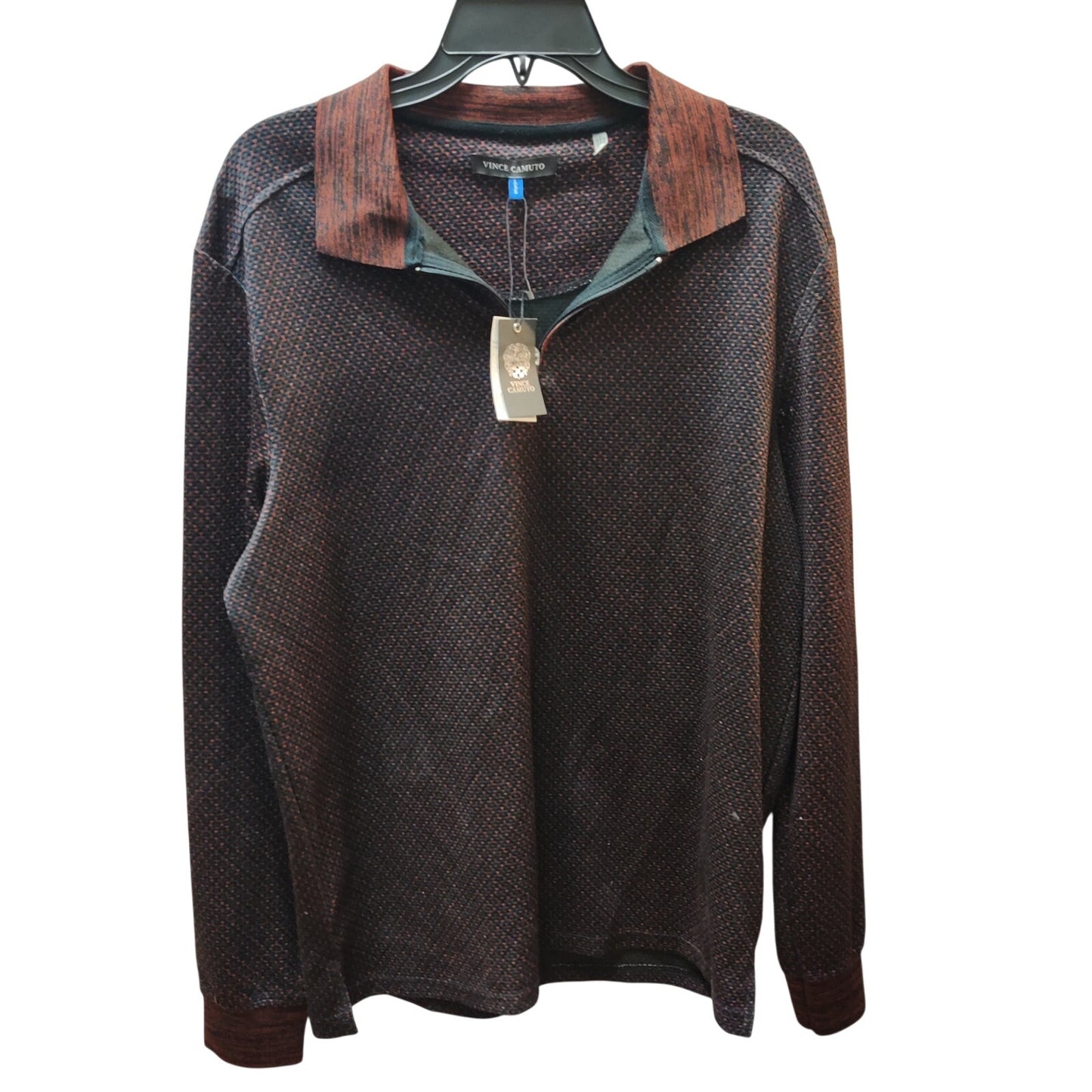 Vince Camuto Men's Quarter-Zip Pullover Shirt Dark Brown/Black Long Sleeve New