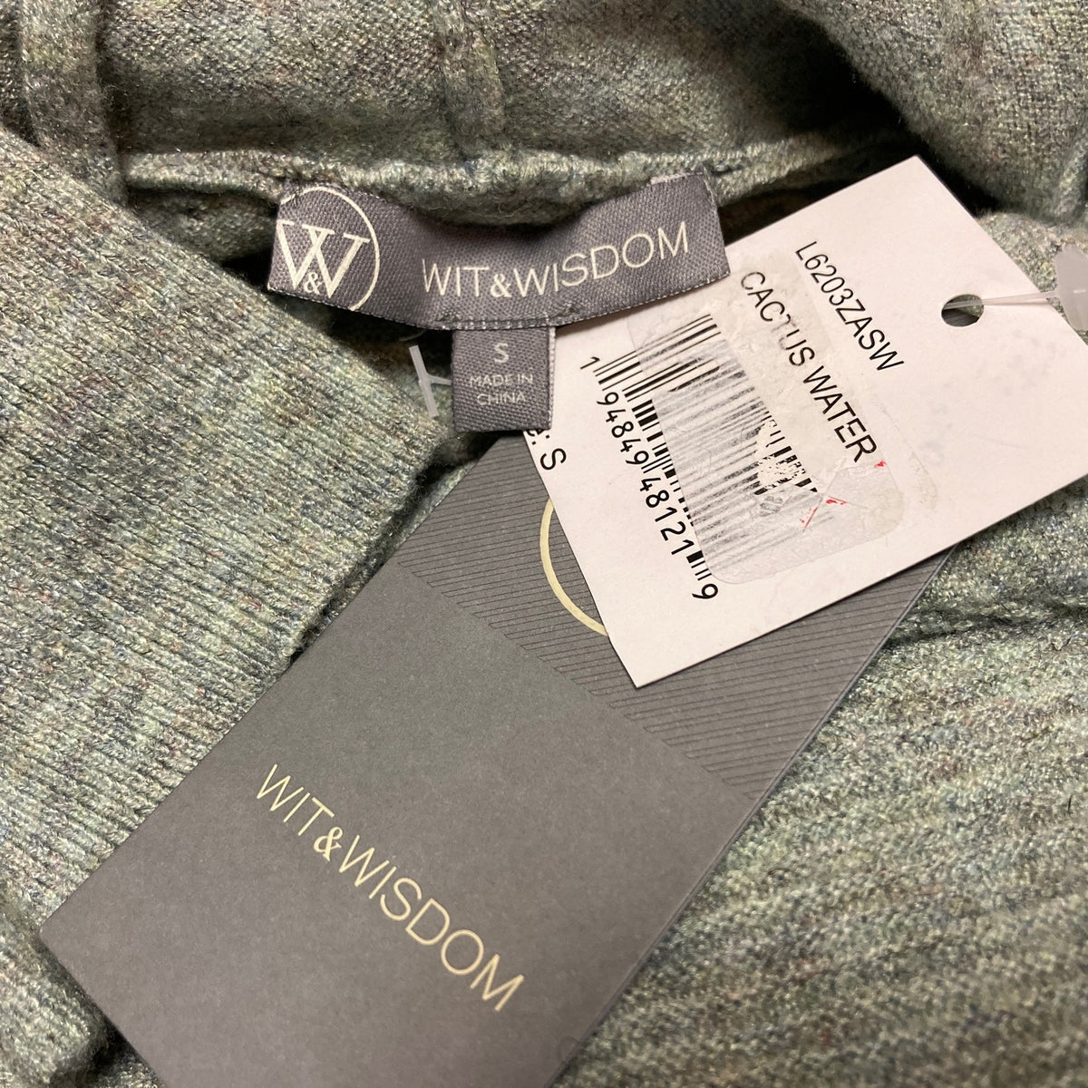Wit & Wisdom Sweater Small Cactus Water Green NEW Hoodie Hi-Low Hem Oversize