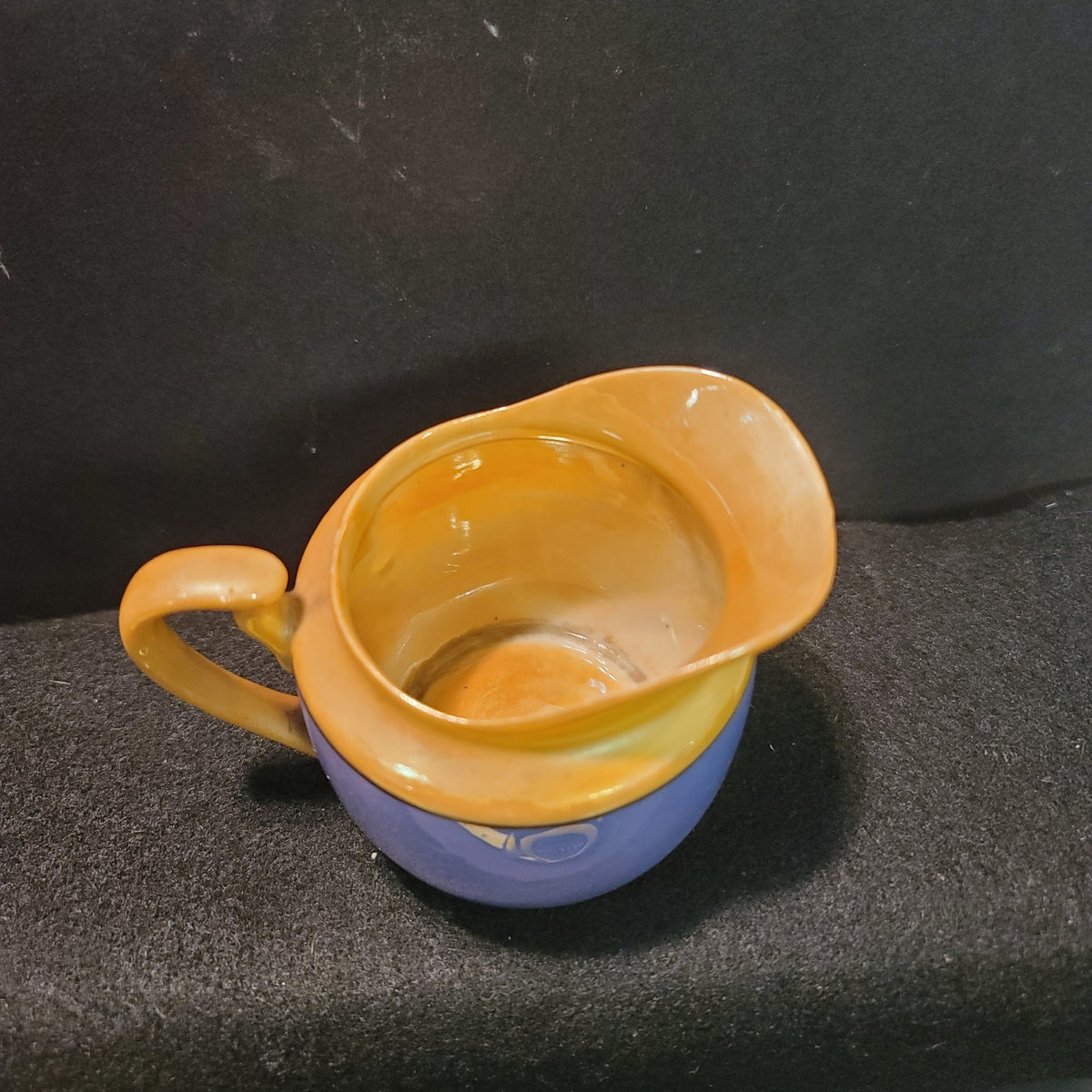 Takito Golden Orange Blue Lusterware Vintage Japanese Creamer 3 3/4"