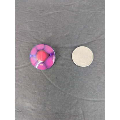 Vintage West Germany HandPainted Enameled Metal Clip On Earrings Abstract PURPLE