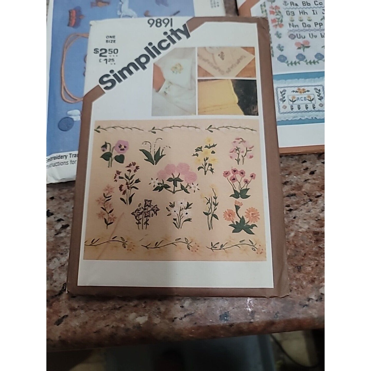 Vtg LOT OF 7 embroidery Flowers letters Sewing Pattern Vogue Simplicity McCall's
