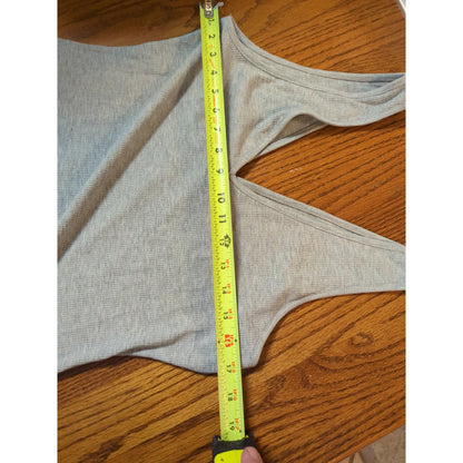 BP. NWT Grey Ribbed V-Neck Thong Bodysuit Small Minimalist Y2K Streetwear Basics